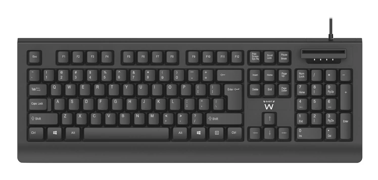 Teclado USB Ewent EW3287 com leitor de cartão de cidadão layout PT preto