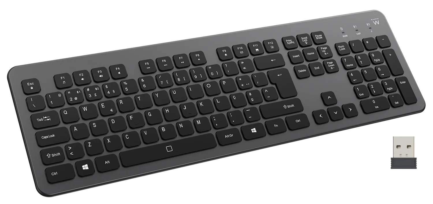 Teclado sem fios Ewent EW3297 multimodo Bluetooth 5.0 retroiluminado low-profile PT - Imagem 1