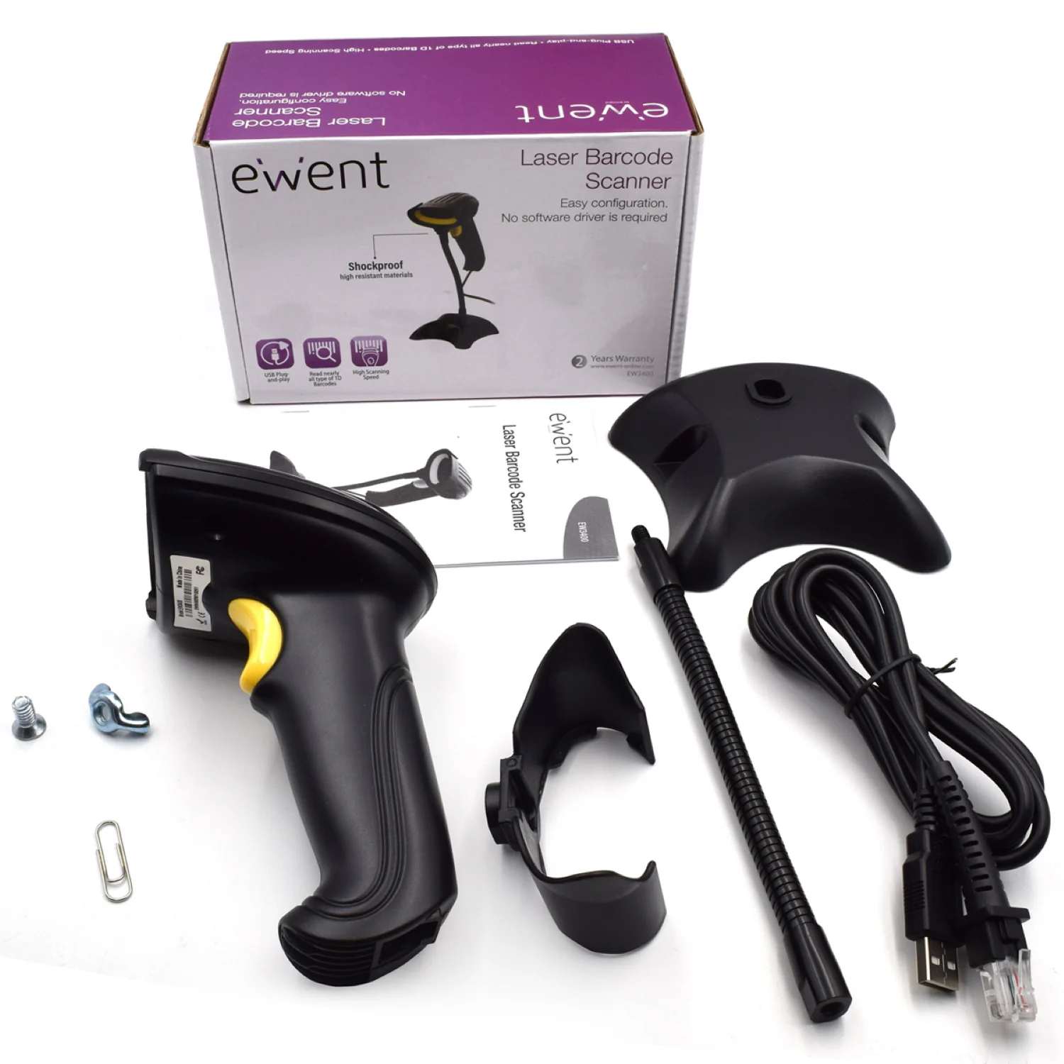 Leitor códigos de barras Ewent EW3400 portátil 1D laser USB com fios preto - Imagem 7