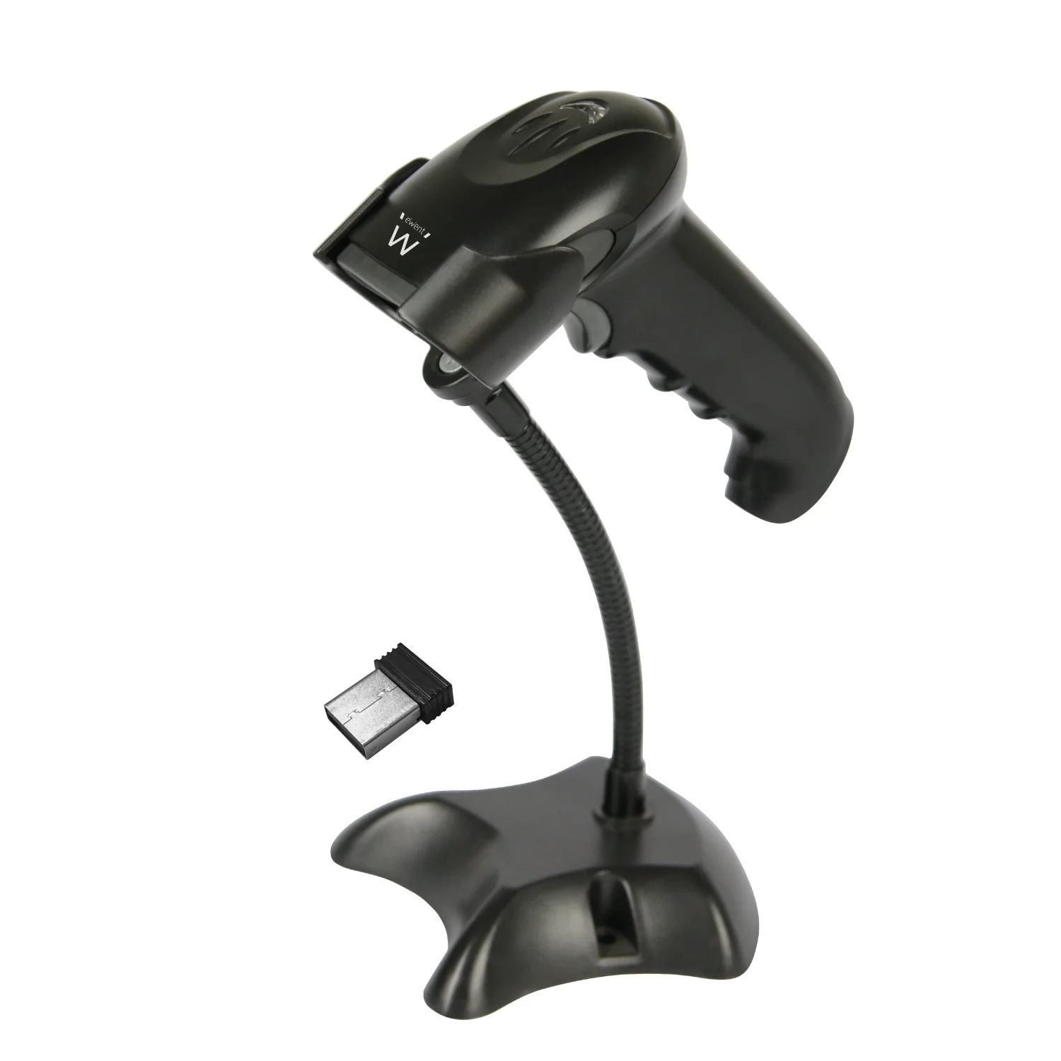 Leitor de Código de Barras Wireless 1D/2D Ewent EW3431, USB + RF Wireless, Alcance 100m, Preto