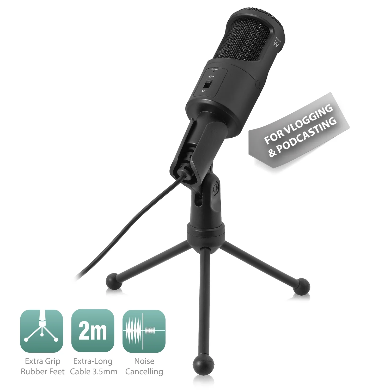Microfone multimedia Ewent EW3552 com cancelamento de ruido jack 3.5mm preto - Imagem 2