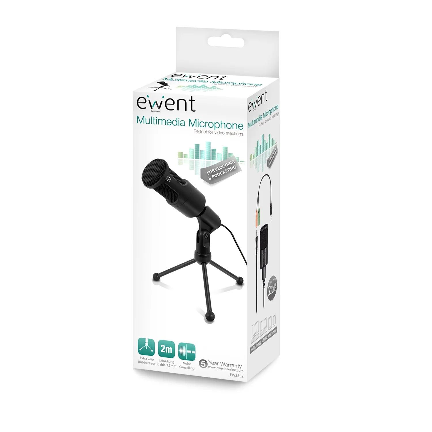Microfone multimedia Ewent EW3552 com cancelamento de ruido jack 3.5mm preto - Imagem 7