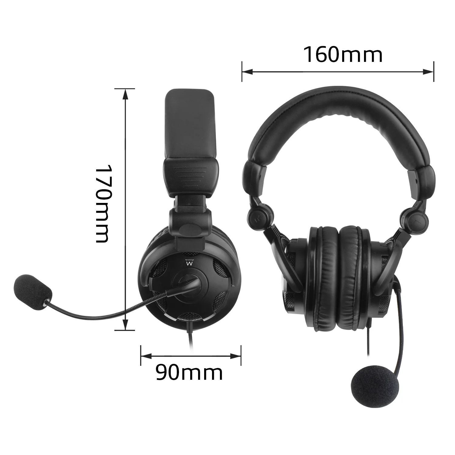 Auscultadores com Microfone Ewent EW3564 Estéreo com Fio Jack 3.5mm Controlo de Volume Dobráveis Preto - Imagem 3