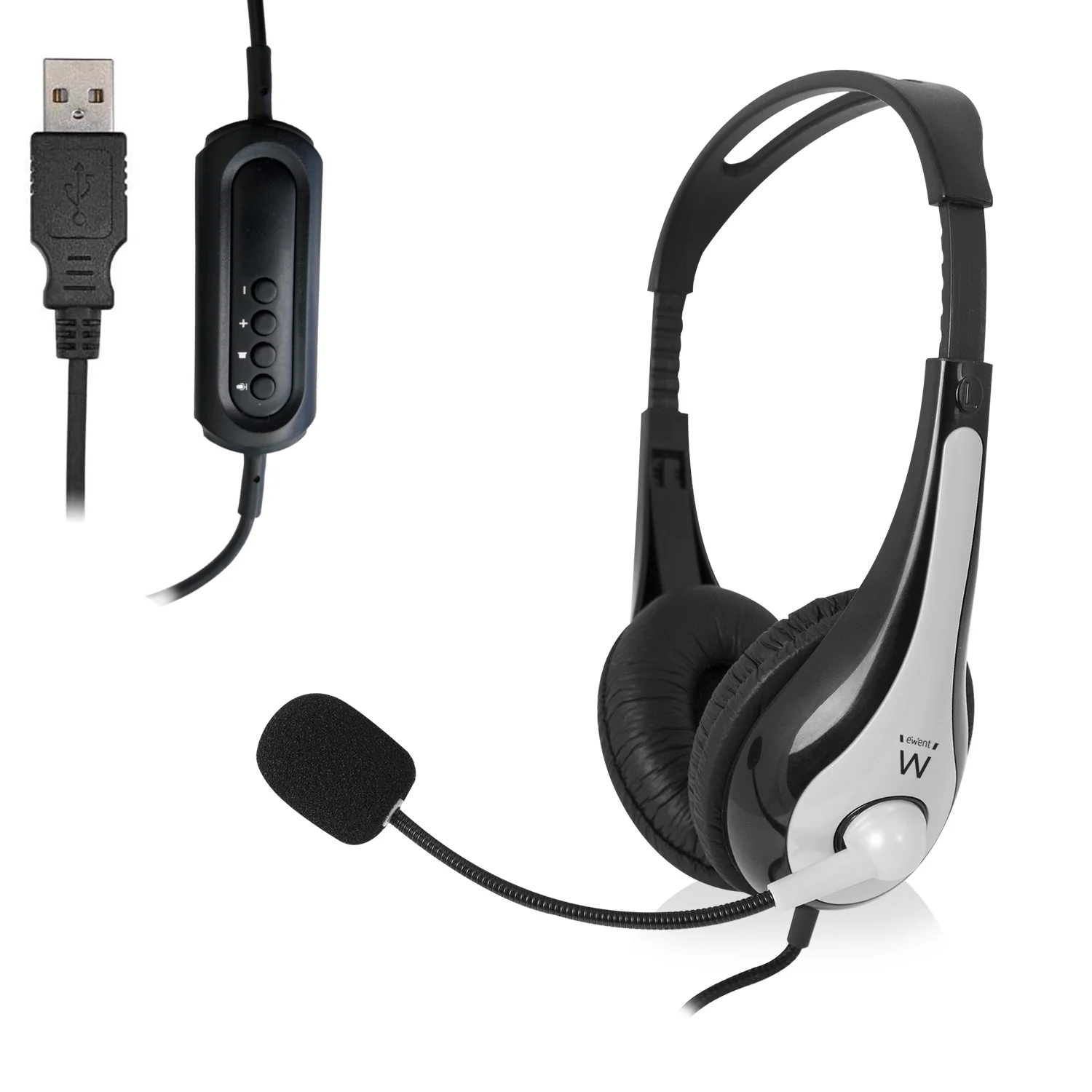 Auscultadores USB Ewent EW3565 estereo com microfone e controlo de volume - Imagem 2