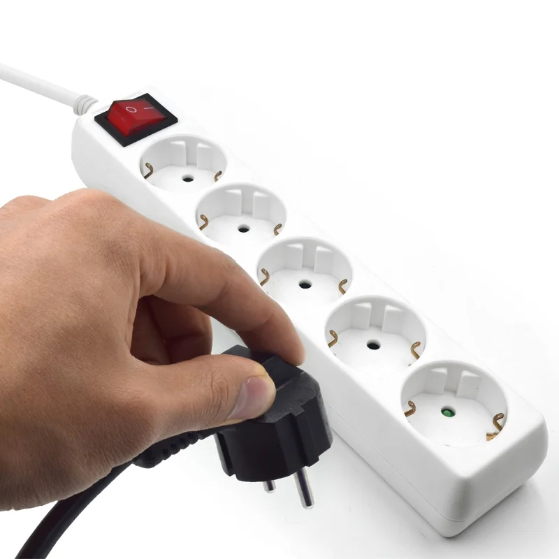 Tomada múltipla Ewent EW3916 5 saídas Schuko interruptor luminoso cabo 1,5m branca - Imagem 4