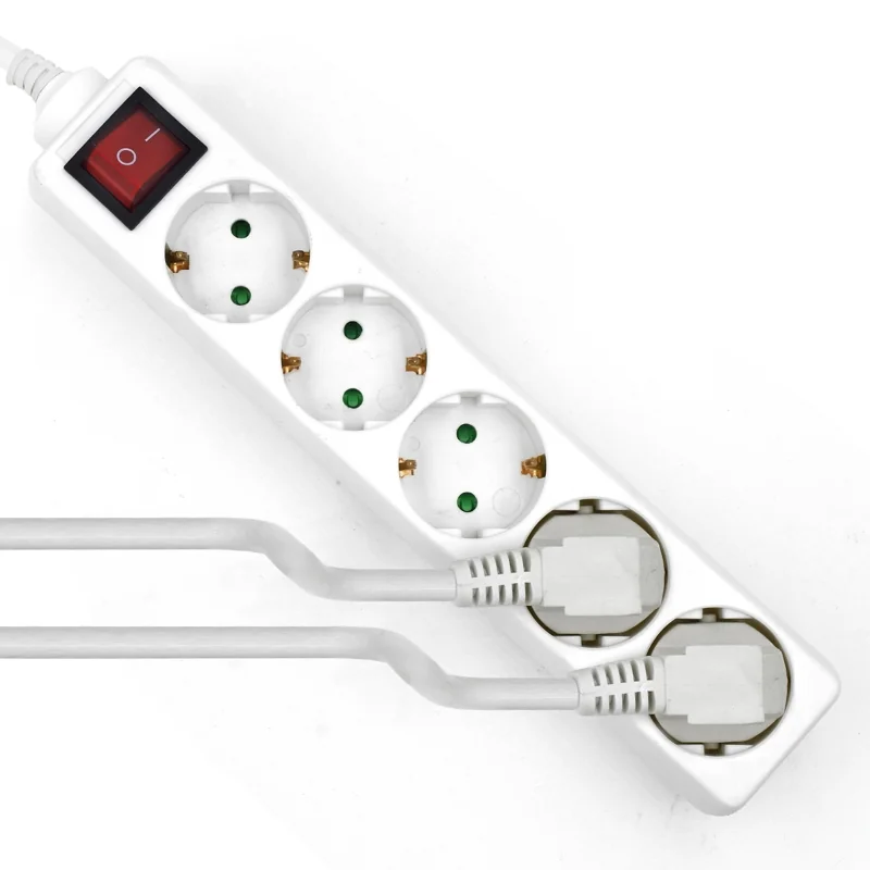 Tomada múltipla Ewent EW3916 5 saídas Schuko interruptor luminoso cabo 1,5m branca - Imagem 2
