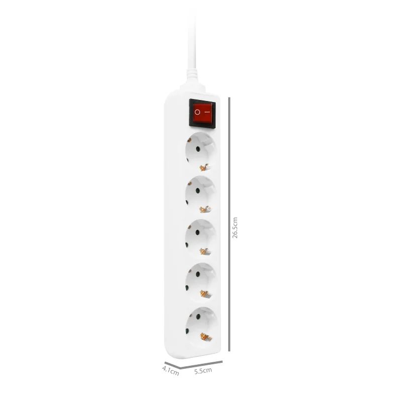 Tomada múltipla Ewent EW3916 5 saídas Schuko interruptor luminoso cabo 1,5m branca - Imagem 5