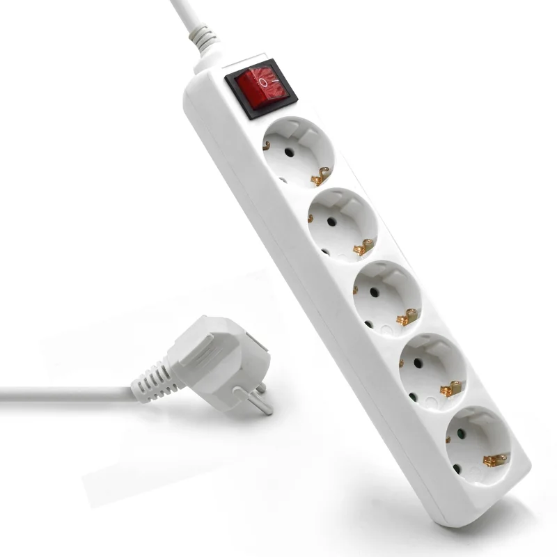 Tomada múltipla Ewent EW3916 5 saídas Schuko interruptor luminoso cabo 1,5m branca