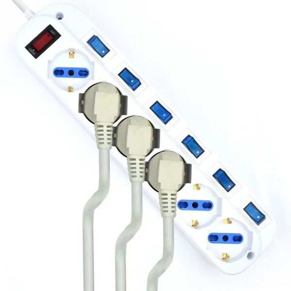 Tomada Múltipla 6 Entradas Ewent EW3932 com Interruptores Individuais e Proteção Cabo 3m Branco - Imagem 4