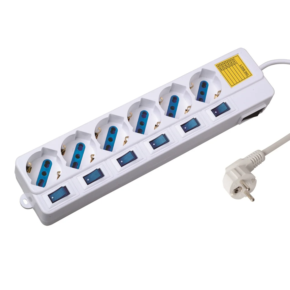 Tomada múltipla Ewent EW3932 6 saídas proteção sobretensão interruptores individuais 1,5m - Imagem 1