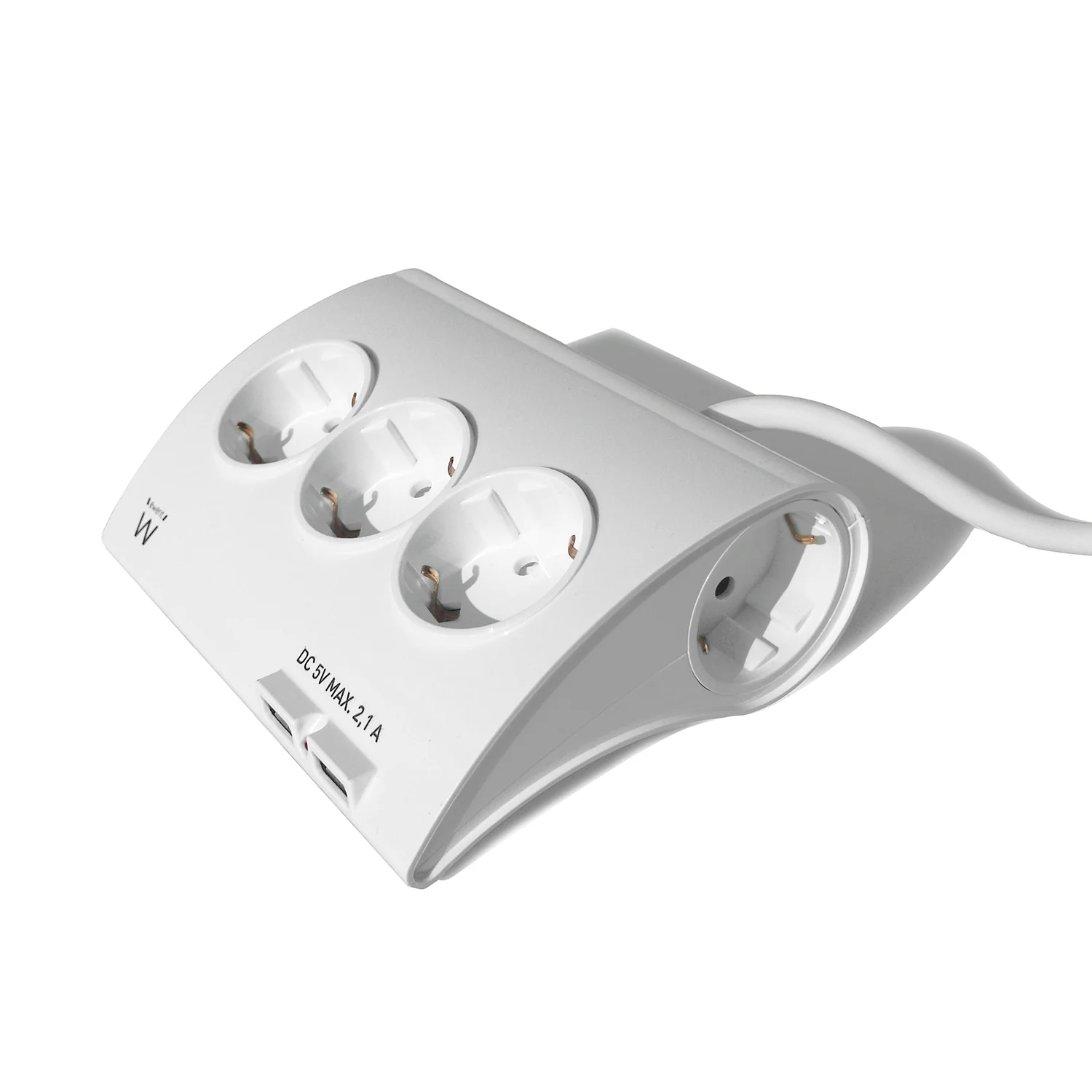 Tomada Múltipla 5 Entradas Ewent EW3935 com 2 Portas USB Cabo 1.5m Branco - Imagem 2