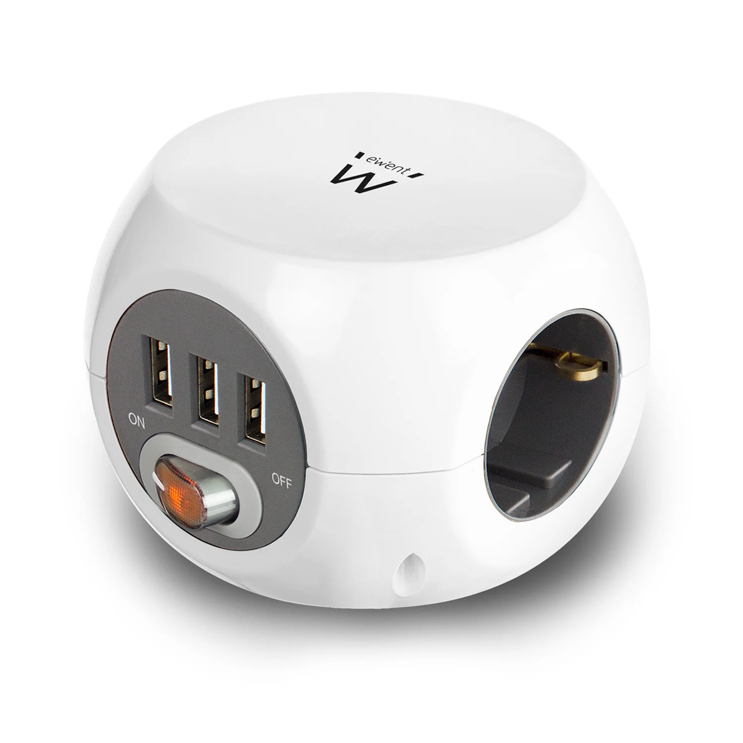 Tomada múltipla Ewent EW3939 3 tomadas Schuko + 3 USB Branca - Imagem 1
