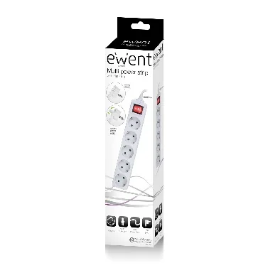 Tomada múltipla Ewent EW3955 5 saídas Schuko ficha plana interruptor luminoso 1,5m - Imagem 2
