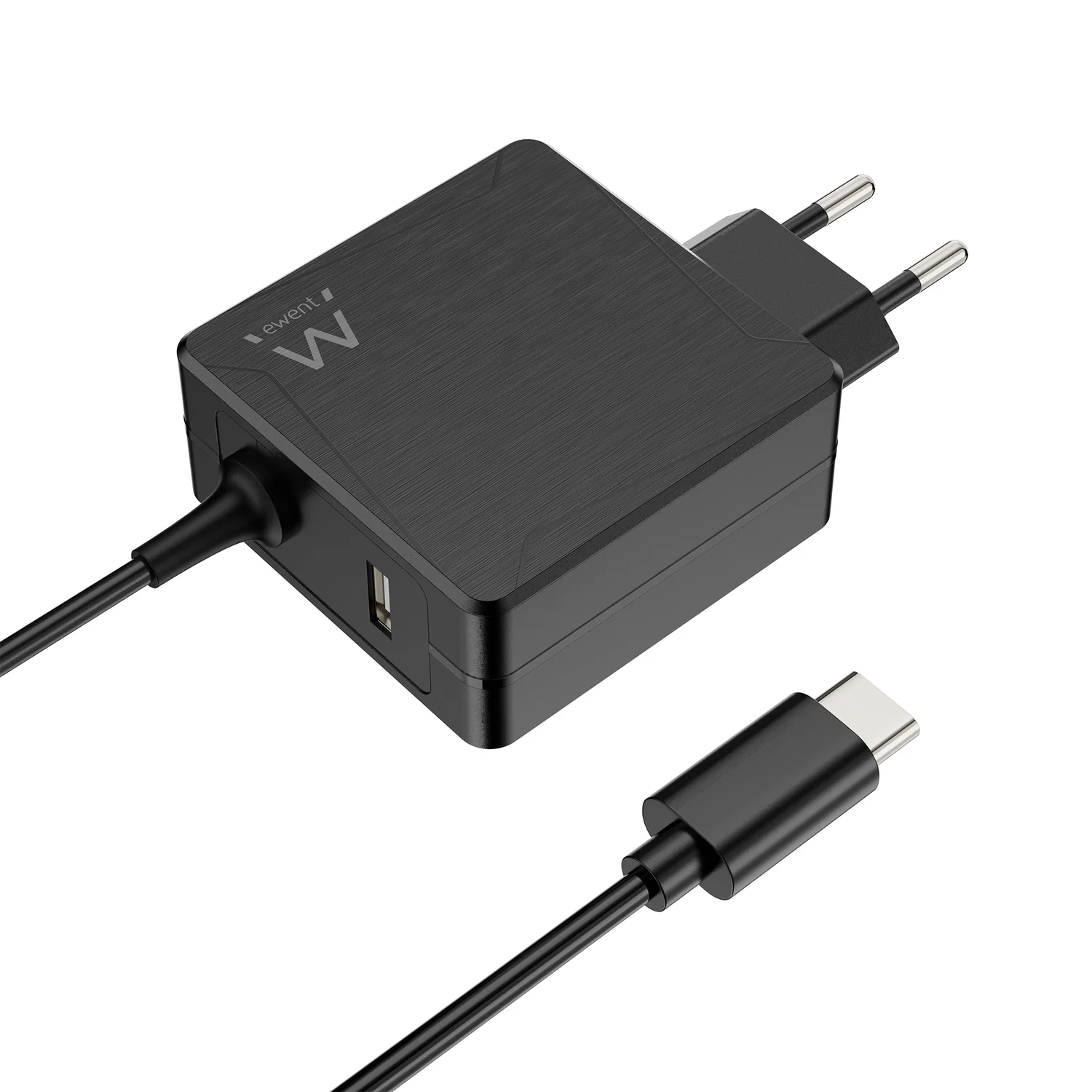 Carregador USB-C 65W Ewent EW3978 com Porta USB-A, Power Delivery 3.0, Preto