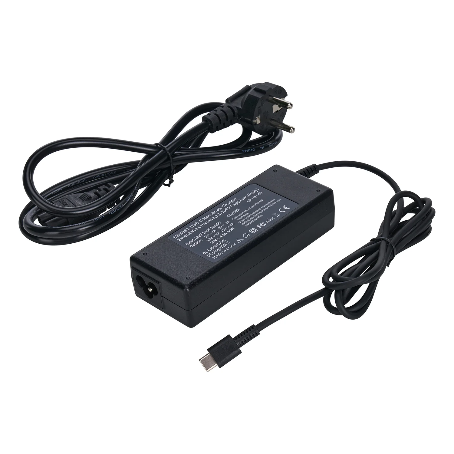 Carregador USB-C 90W Ewent EW3982 Power Delivery para Portátil Preto