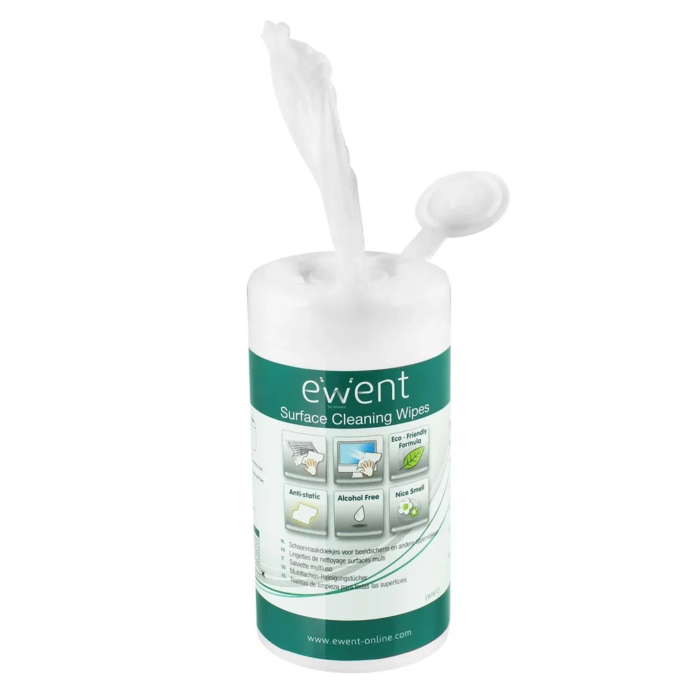 Toalhetes de limpeza Ewent EW5612 pack 100 unidades para ecrãs e superfícies