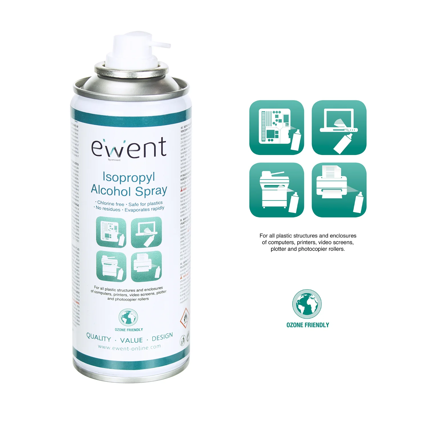 Spray de Álcool Isopropílico Ewent EW5613 200ml, Limpeza de Placas e Equipamentos Eletrónicos - Imagem 2
