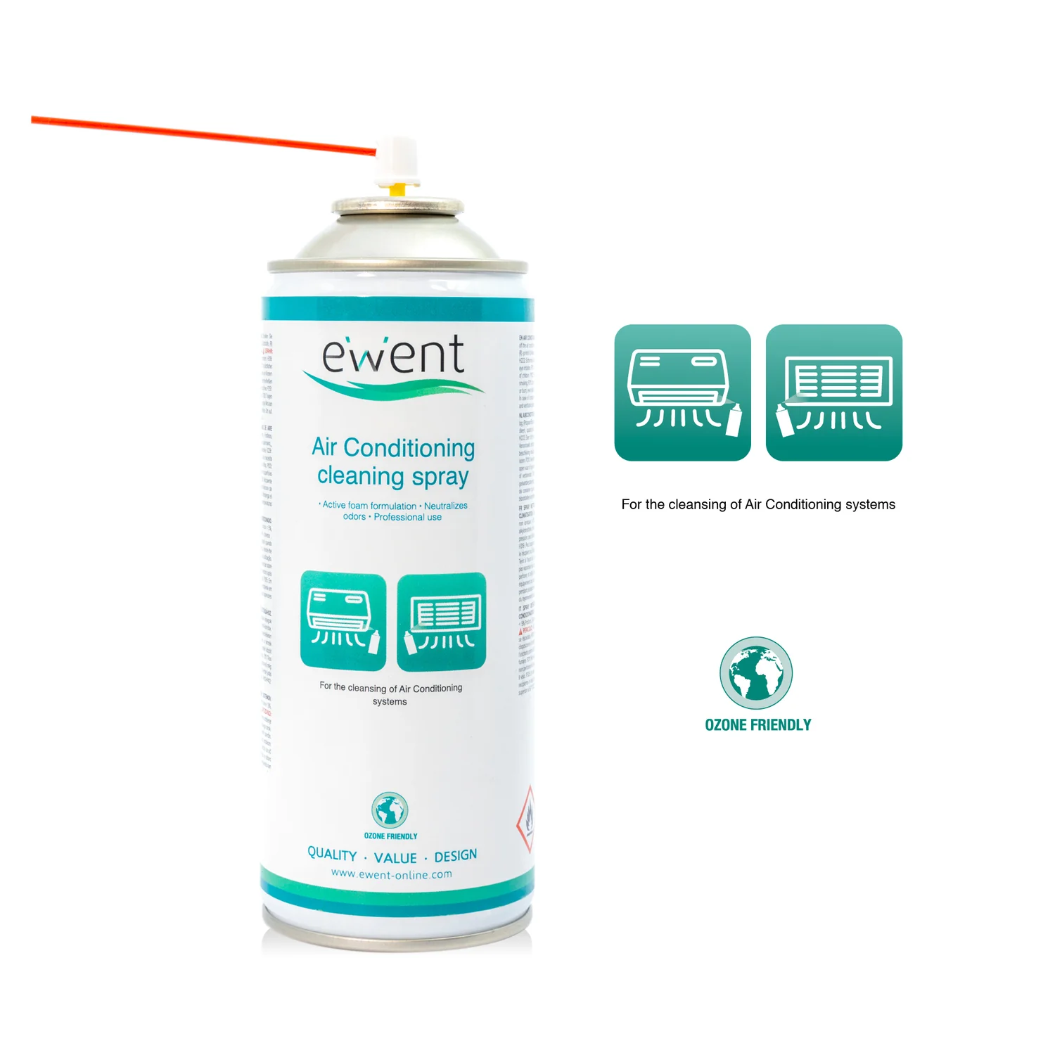 Spray de limpeza para ar condicionado Ewent EW5619 400 ml espuma ativa - Imagem 4