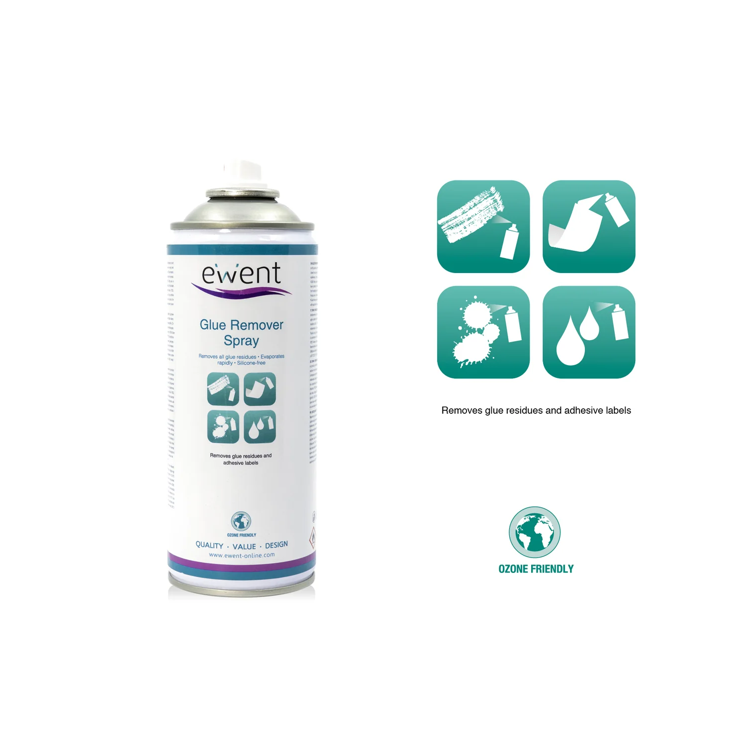 Spray Removedor de Cola Ewent EW5627 400ml, Remove Etiquetas e Resíduos Adesivos - Imagem 4