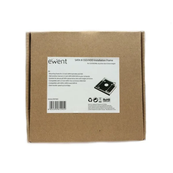 Suporte de Instalação SATA SSD/HDD 2.5" para Slot de Leitor CD/DVD/Blu-ray 9.5 mm Ewent EW7003 - Imagem 5
