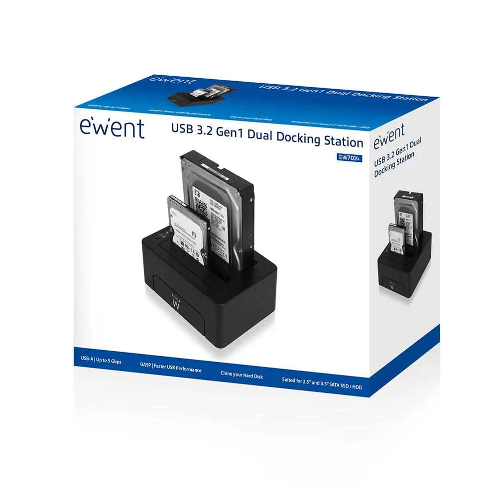 Docking station para discos rígidos Ewent EW7014 dupla USB 3.2 Gen 1 SATA 2.5\"/3.5\" preta - Imagem 6