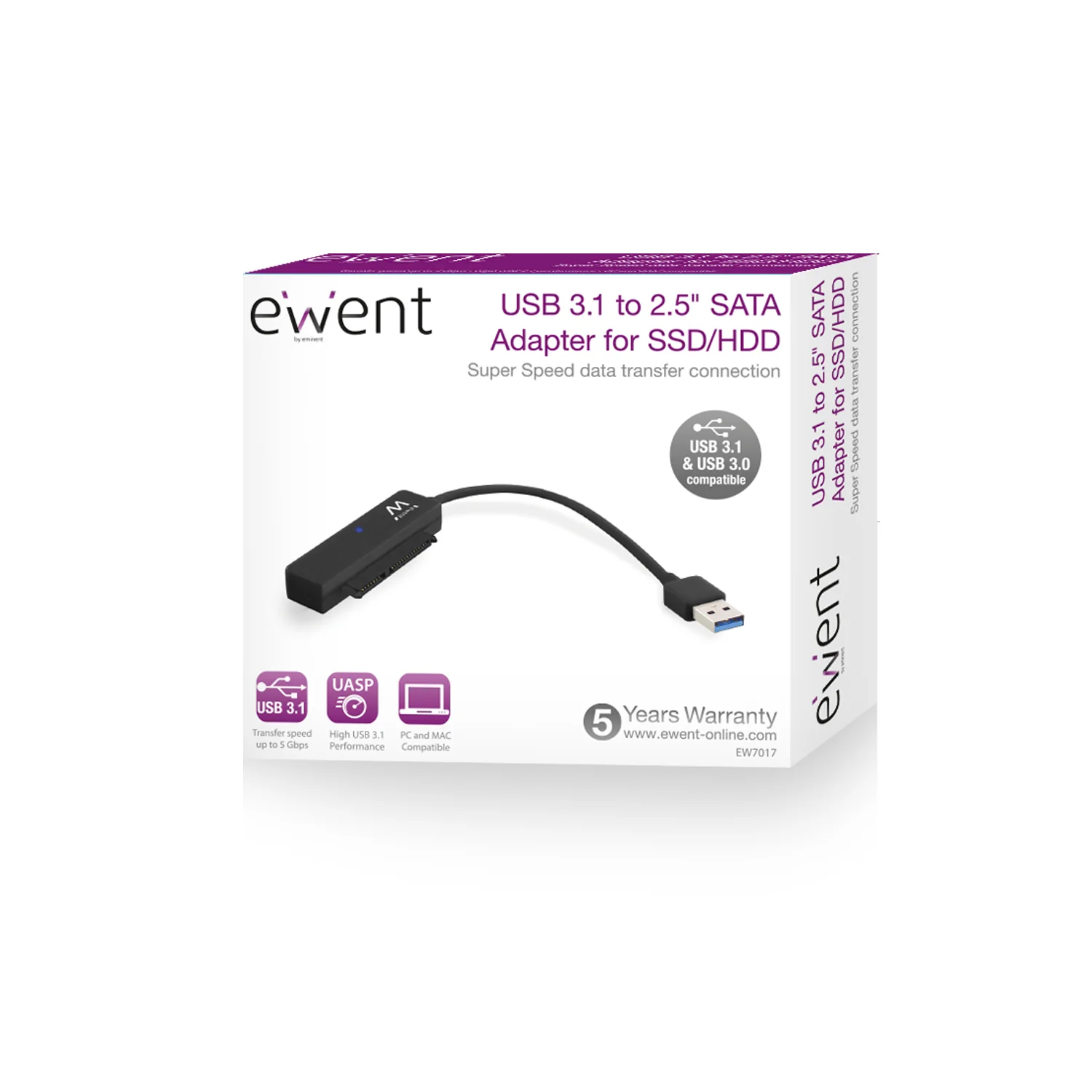 Adaptador USB 3.2 Gen 1 para SATA 2.5" Ewent EW7017 SSD/HDD Preto - Imagem 3