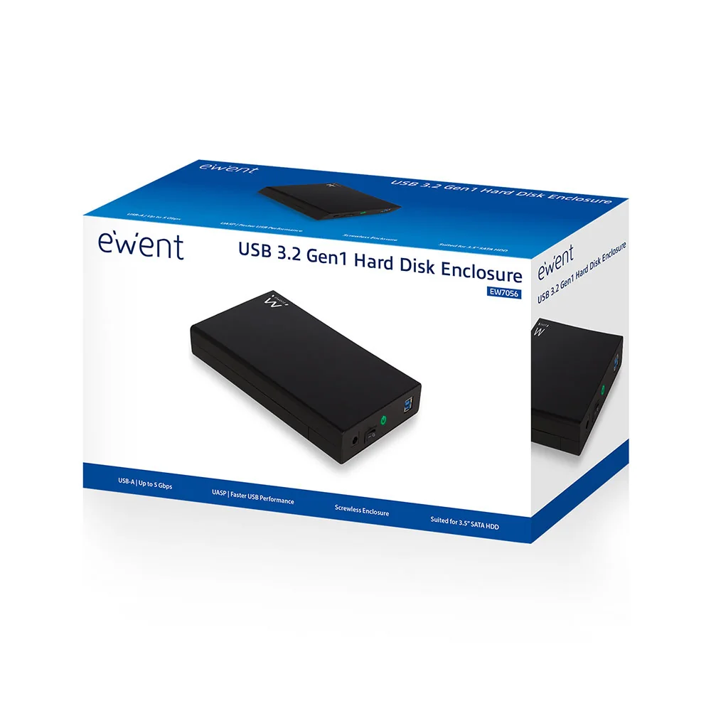 Caixa Externa para Disco 3.5" SATA USB 3.2 Gen 1 Ewent EW7056 Preto Sem Parafusos - Imagem 5
