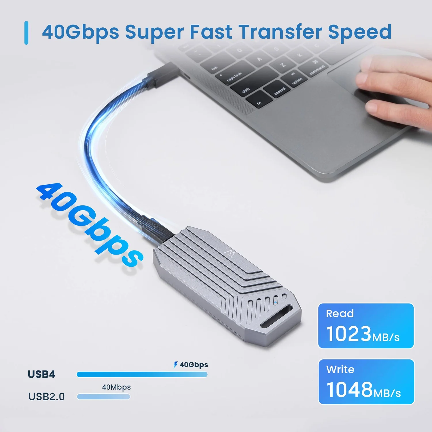 Caixa externa SSD M.2 NVMe Ewent EW7062 USB4 USB-C alumínio sem parafusos - Imagem 4