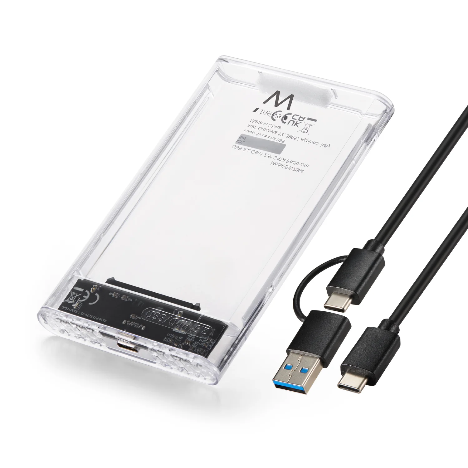 Caixa Externa para SSD/HDD 2.5" SATA USB-C 3.2 Gen 1 Ewent EW7064 Transparente