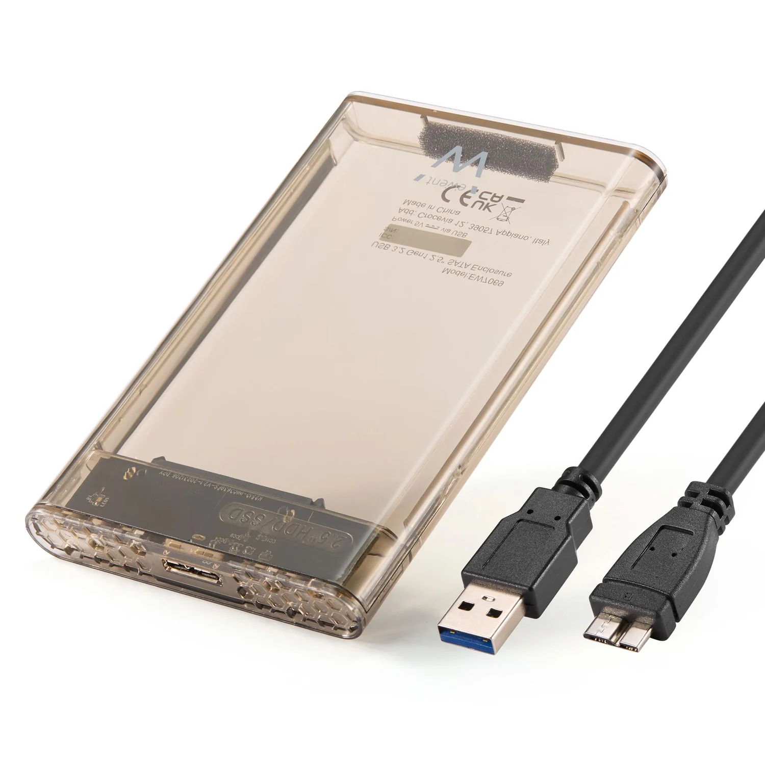 Caixa externa para disco Ewent EW7069 USB 3.2 Gen 1 SATA 2.5\" sem parafusos transparente