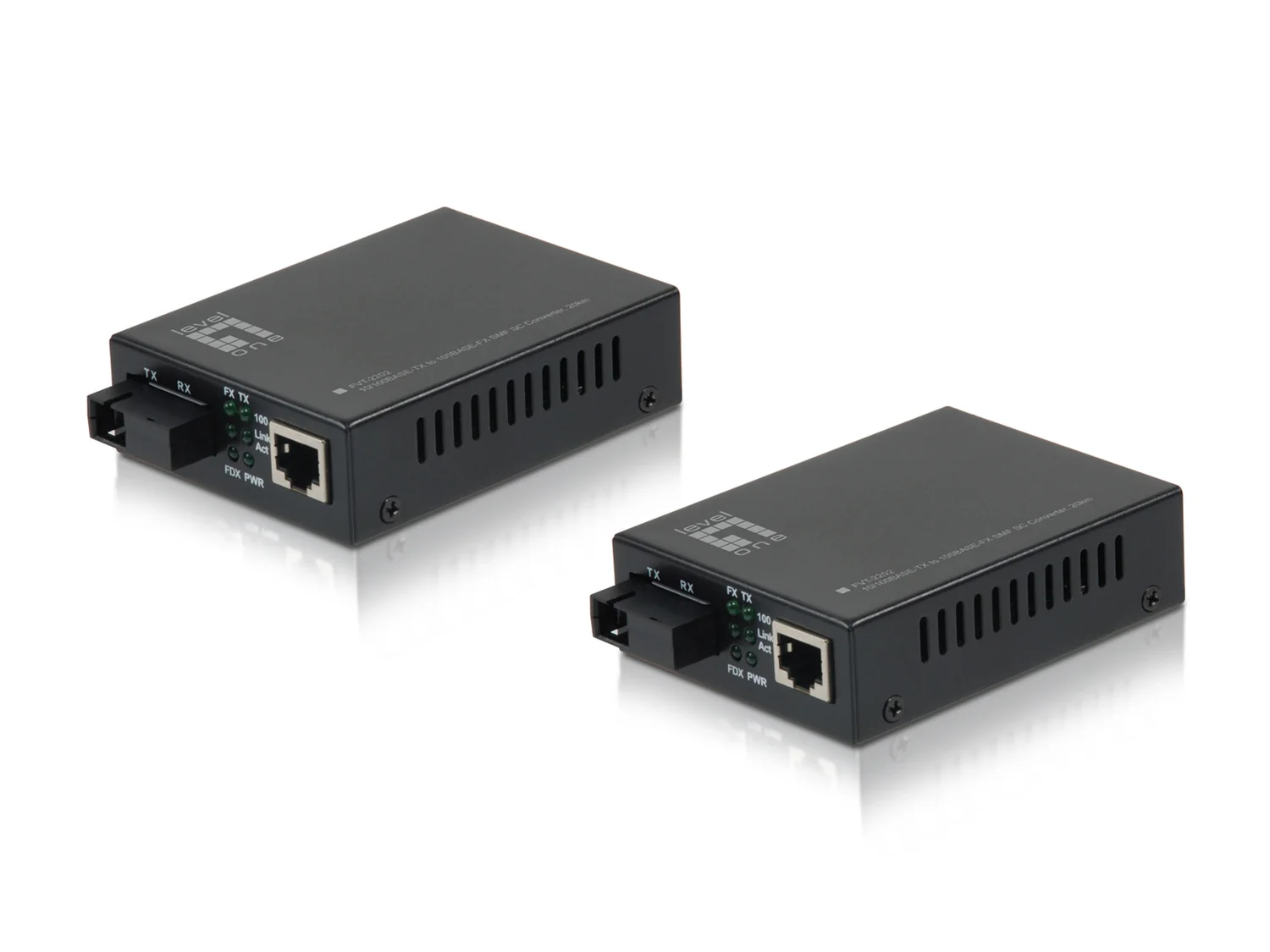 Conversor de Media LevelOne FVT-2202 RJ45 para SC BiDi Fast Ethernet Monomodo 20km Preto - Imagem 1