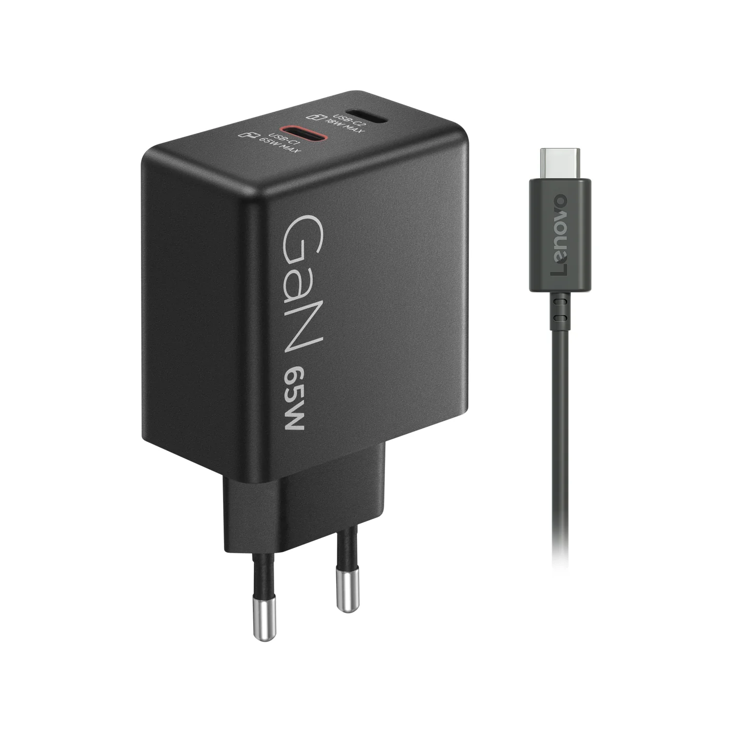 Carregador Lenovo 65W Dual USB-C GaN Universal Preto Cabo 1.5m - Imagem 4