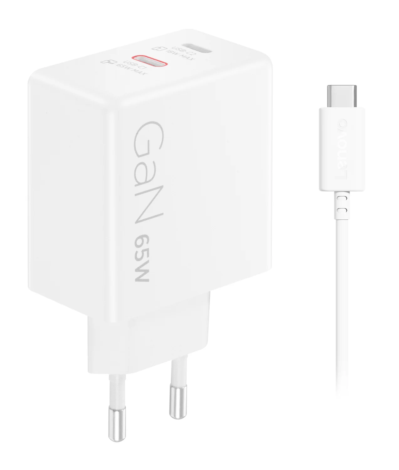 Carregador Lenovo 65W USB-C Dual GaN Branco 2 Portas - Imagem 7