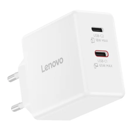 Carregador Lenovo 65W USB-C Dual GaN Branco 2 Portas - Imagem 5