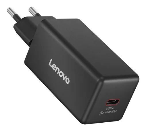 Carregador Lenovo 65W mini USB-C GaN com Cabo de 2m Preto