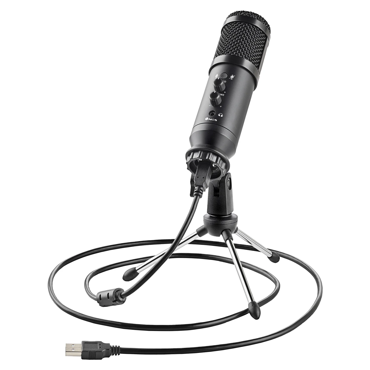 Microfone de Gravação USB NGS GMICX-110 Plug and Play com Tripé e Filtro | Preto - Imagem 3