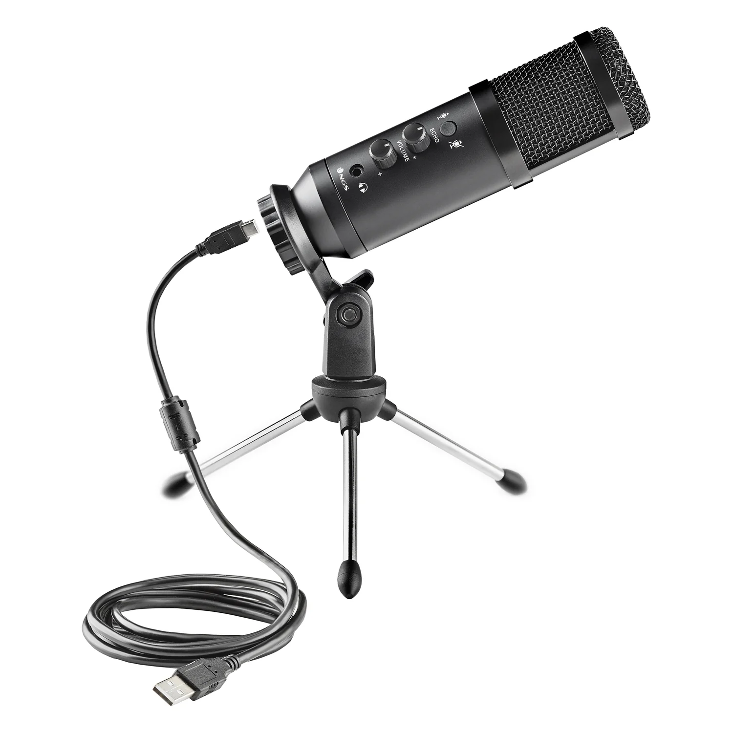Microfone de Gravação USB NGS GMICX-110 Plug and Play com Tripé e Filtro | Preto - Imagem 2