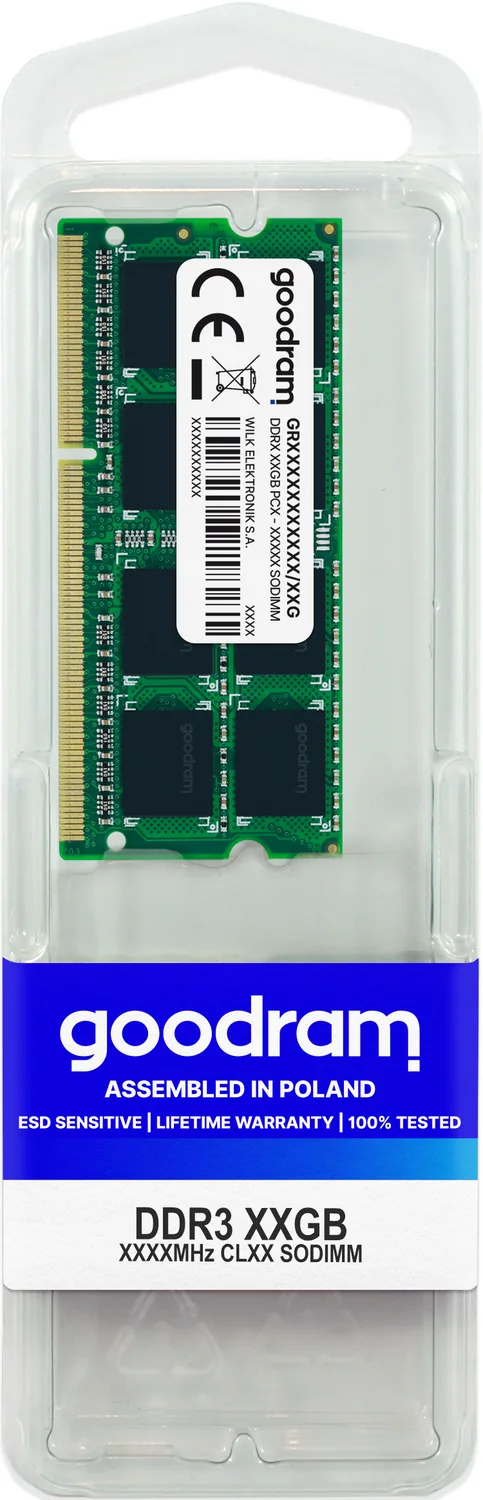 Memória RAM SO-DIMM Goodram 4GB DDR3 1600MHz CL11 1,35V (GR1600S3V64L11S/4G)