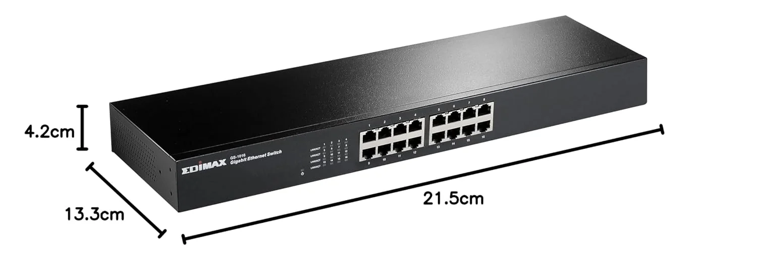 Switch de Rede Edimax GS-1016V2 16 Portas Gigabit Rack 19" Metálico - Imagem 6