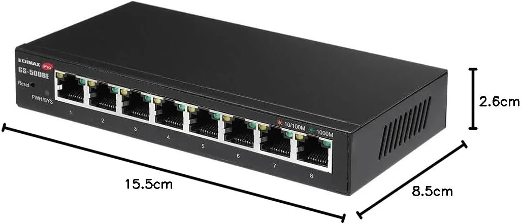 Switch de rede Gigabit Ethernet 8 portas Web Smart Edimax GS-5008E - Imagem 8