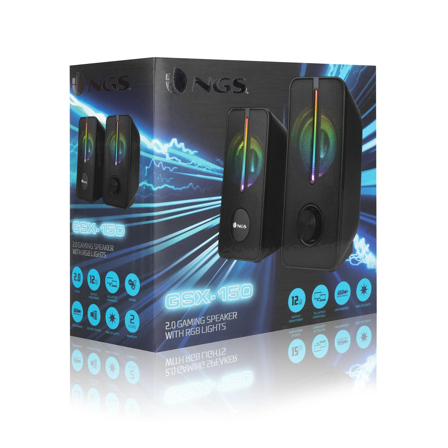 Colunas Gaming NGS GSX-150 2.0 12W RGB USB Preto - Imagem 5