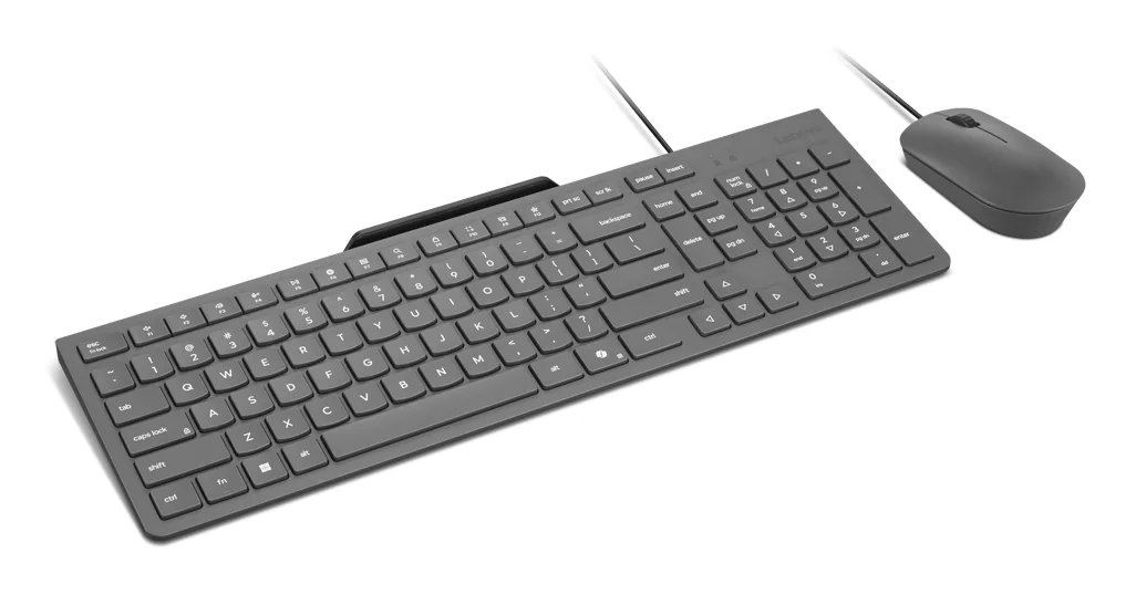 Conjunto Teclado e Rato Lenovo 310 USB-A com Fio Layout Português e Suporte para Telemóvel Cinzento - Imagem 3