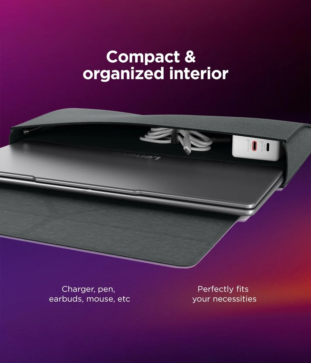 Mala Lenovo Yoga Tote Sleeve para Portátil até 14" Cinzento - Imagem 2