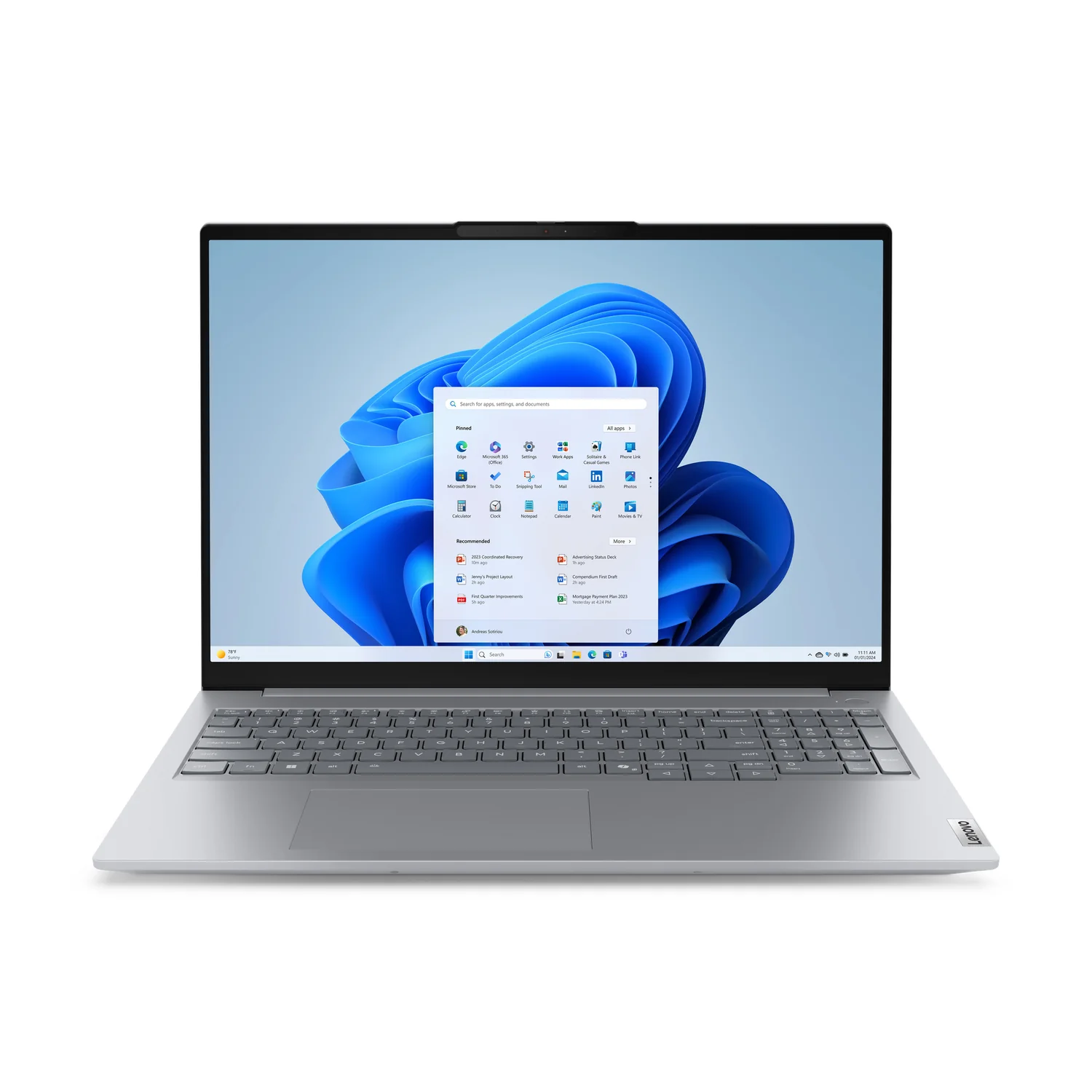 Portátil Lenovo 16" WUXGA IPS Intel Core Ultra 7 255H 16 Cores Arctic Grey