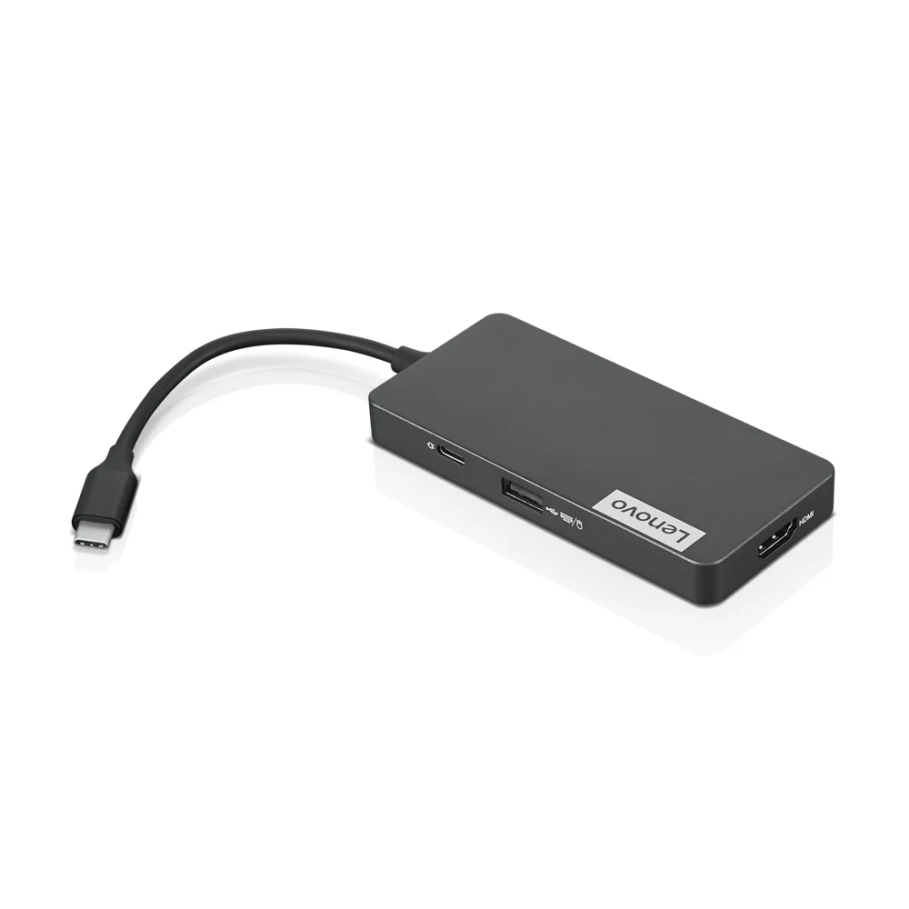 Adaptador Multiportas Lenovo GX90T77924 USB-C 7-em-1 HDMI 4K Leitor SD Hub Cinzento - Imagem 3
