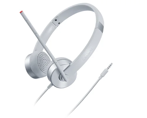 Auriculares com Fio Lenovo 100 Stereo Analógicos Cinzento, Microfone Boom, Jack 3,5mm - Imagem 2