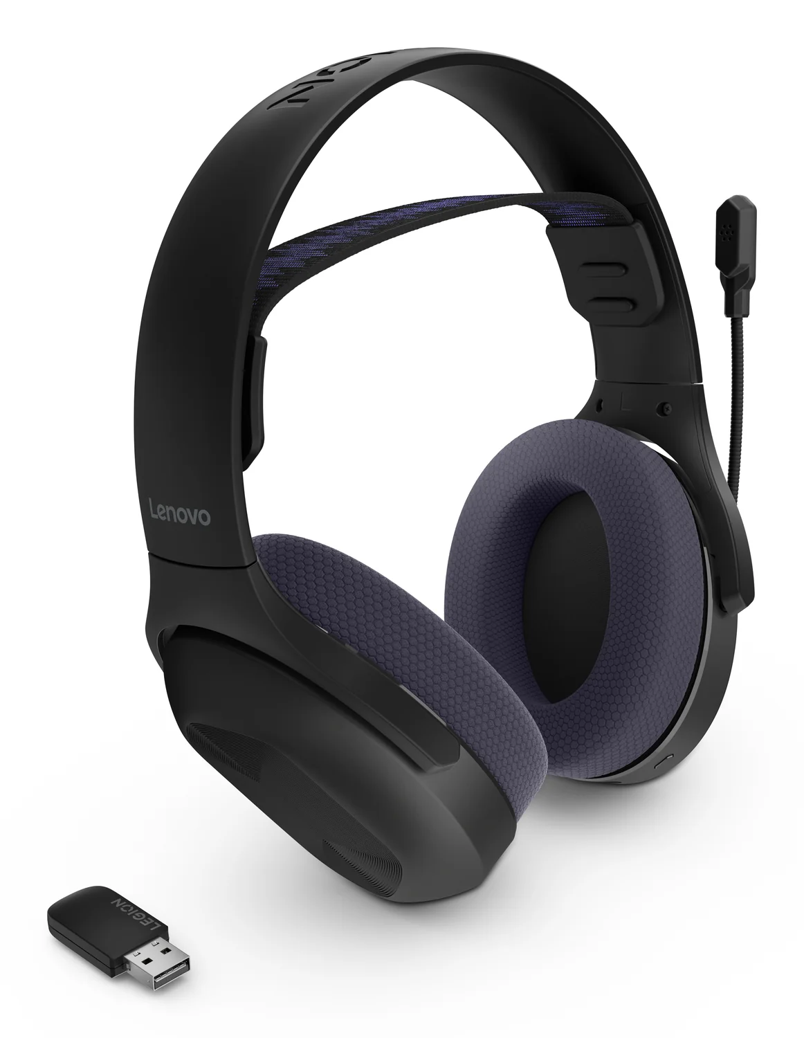 Auscultadores Gaming Lenovo Legion H410 Wireless Bluetooth 5.2 USB-C Preto/Roxo - Imagem 8