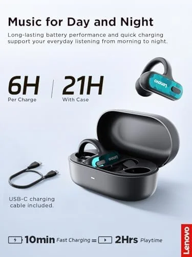 Auriculares Lenovo X500 Open-Ear Clip-On Design Ergonómico Preto - Imagem 7