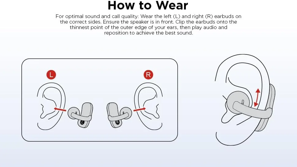 Auriculares Lenovo X500 Open-Ear Clip-On Design Ergonómico Preto - Imagem 8