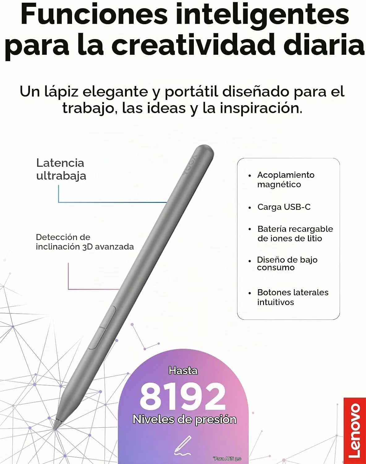 Caneta Digital Lenovo Yoga Pen 2 com Estojo de Proteção Cinza Luna - Imagem 3